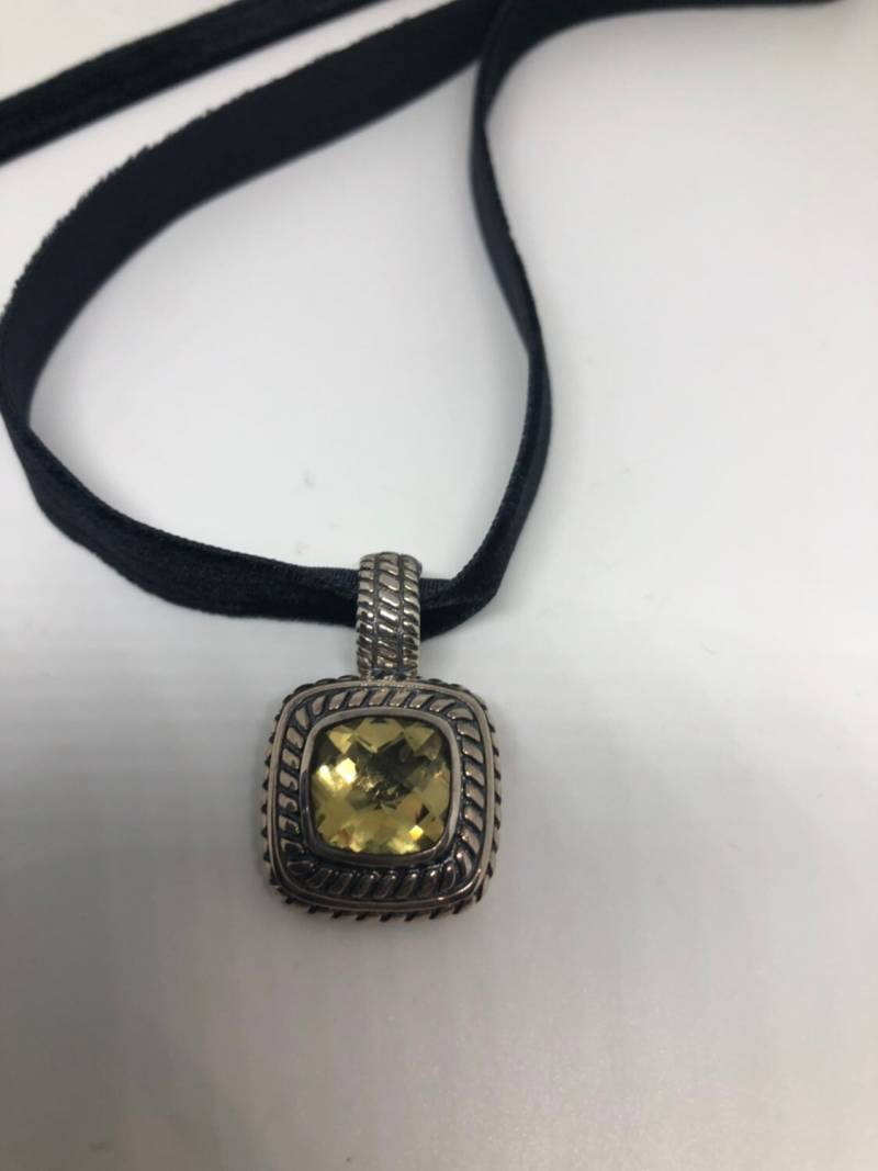 Vintage Sterling Silber Goldene Zitrone Citrin Halsband Anhänger von NemesisJewelryNYC