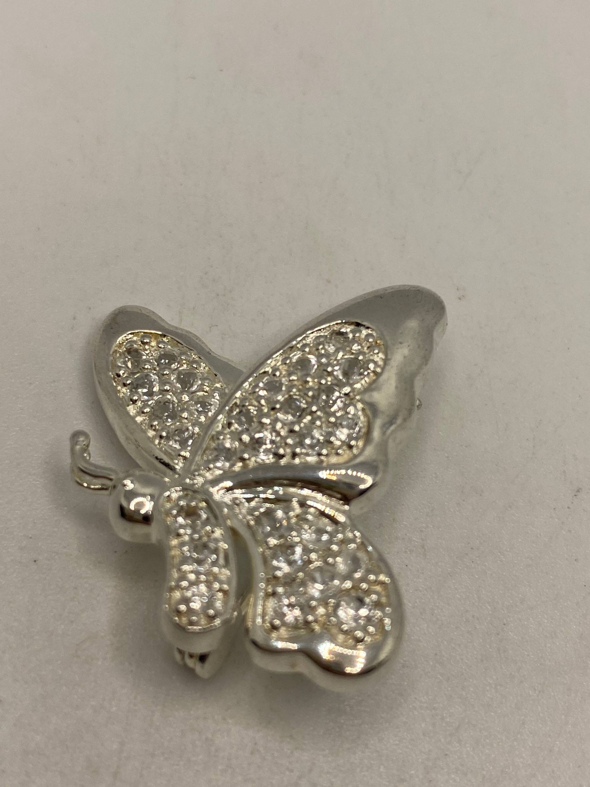 Vintage Weißer Saphir Pin 925 Sterling Silber Schmetterling Brosche von NemesisJewelryNYC