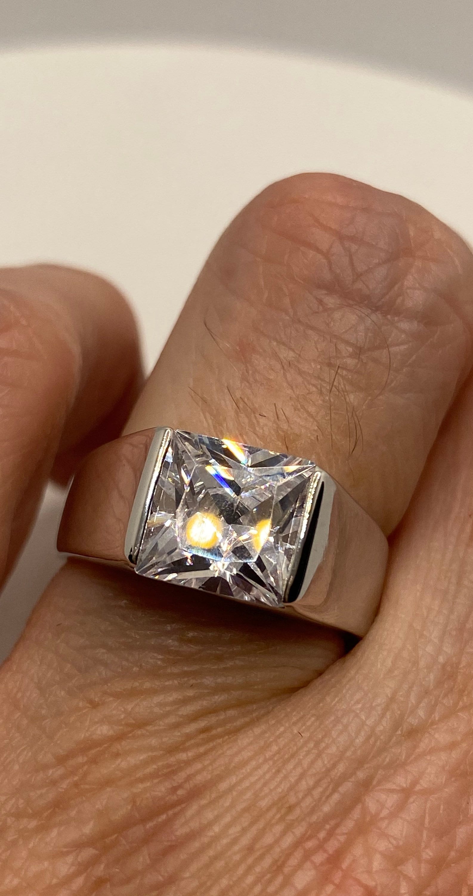 Vintage Zirkonia Kristall Sterling Silber Ring Größe 8 von NemesisJewelryNYC