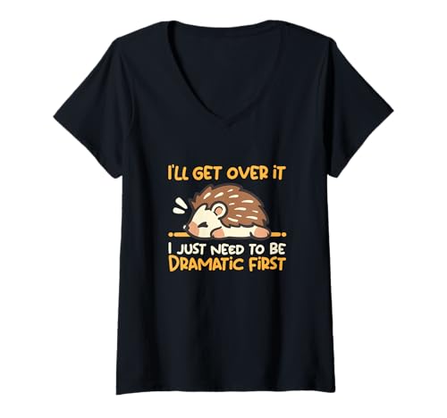 Damen Lustiger Satz mit dramatischem Igel T-Shirt mit V-Ausschnitt Damen Lustiger Satz mit dramatischem Igel T-Shirt mit V-Ausschnitt von NemiMakeit