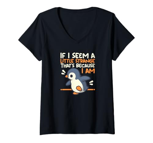 Damen Süßes und lustiges Little Strange Penguin T-Shirt T-Shirt mit V-Ausschnitt Damen Süßes und lustiges Little Strange Penguin T-Shirt T-Shirt mit V-Ausschnitt von NemiMakeit