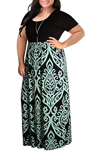 Nemidor Damen-Maxikleid mit Zickzack-Druck, kurzärmelig, Übergröße, lässiges Sommerkleid - Blau - 48 Mehr von Nemidor