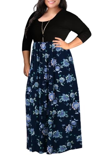 Nemidor Damen-Maxikleid mit Zickzack-Druck, kurzärmelig, Übergröße, lässiges Sommerkleid - Blau - 56 Mehr von Nemidor