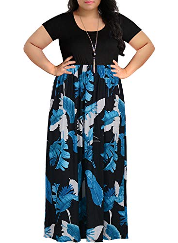 Nemidor Damen-Maxikleid mit Zickzack-Druck, kurzärmelig, Übergröße, lässiges Sommerkleid - Schwarz - 54 Mehr von Nemidor