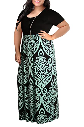 Nemidor Damen-Maxikleid mit Zickzack-Druck, kurzärmelig, Übergröße, lässiges Sommerkleidung Sommerkleid - Blau - 56 Mehr von Nemidor