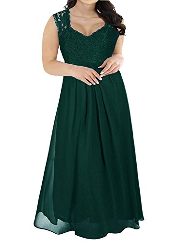 Nemidor Damen Tiefere V-Ausschnitt Ärmel Vintage-Plus Size Brautjungfer formales Maxi Kleid 14W Grün von Nemidor