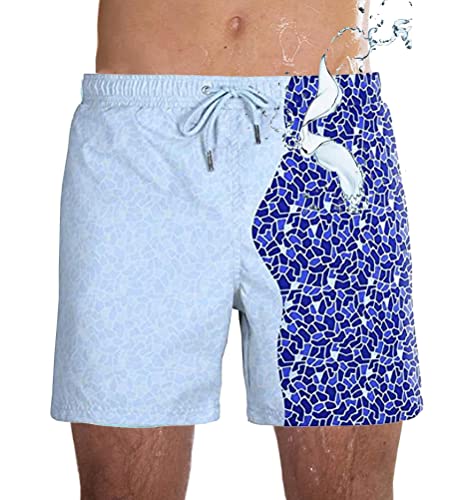 Nemopter Badeanzug, Herren, Badeshorts, Herren, Farbwechsel, Strandhose, Temperaturempfindlich, für Sommer, Mosaikblau, 50 von Nemopter