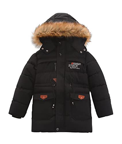 Nemopter Child Daunenjacke Jungen Winterjacke Warmer mittellanger Mantel Daunenjacke mit Kapuze Pelzjacke von Nemopter