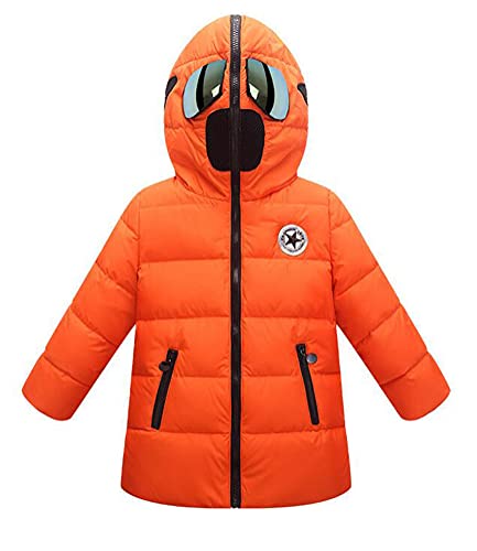 Nemopter Daunenjacke für Kinder, Jungen, Mädchen, Daunenjacke, Winter, warm, mit Reißverschluss, Kleidung, Orange, 8-9 Jahre von Nemopter