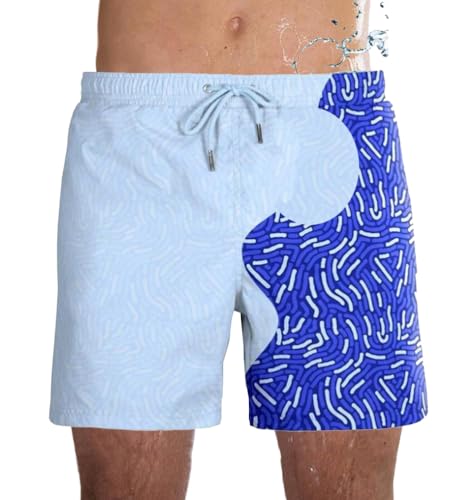 Nemopter Herren-Badehose, Farbe wechselnd, Temperatur wechselnd, lustig, für Herren, Badeanzug, Herren, Shorts, Strand, für Sommer, Blau01, 48 von Nemopter