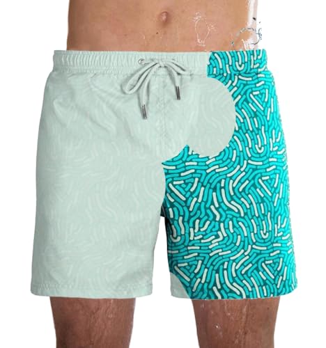 Nemopter Herren Badeshorts mit Farbwechsel, Farbwechsel lustig, für Männer, Bademode, Herren, Strand-Shorts, für Sommer, Grün01, 48 von Nemopter