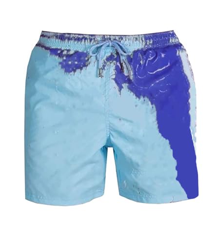 Nemopter Herren-Badeshorts, Farbwechsel, lustig, für Männer, Bademode, Herren, Shorts, Strand, für den Sommer, Blau mit dunkelblauem Farbwechsel., XL von Nemopter