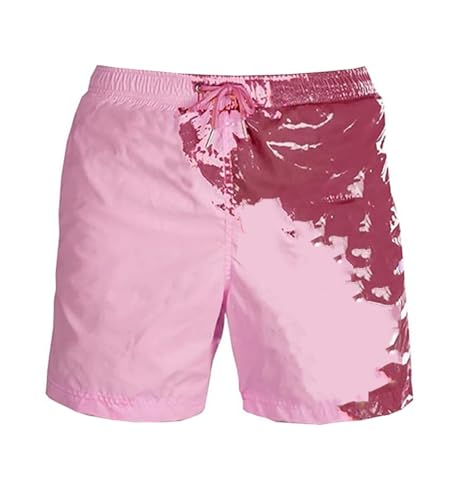 Nemopter Herren-Badeshorts, Farbwechsel, lustig, für Männer, Bademode, Herren, Shorts, Strand, für den Sommer, Roter Rosenwechsel., S von Nemopter