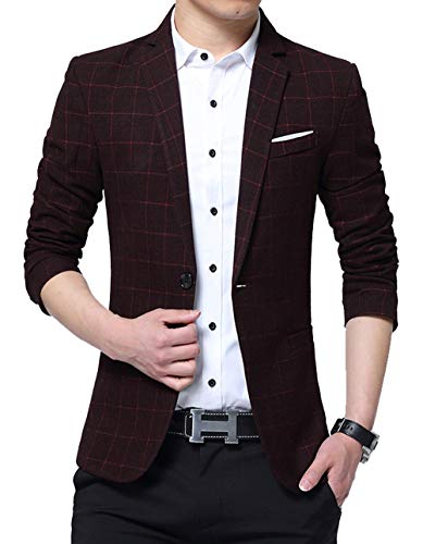 Nemopter Herren Blazer Anzug Jacke Slim Fit One Button Casual Business Hochzeitsjacke von Nemopter