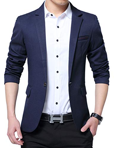 Nemopter Herren Sakko Anzug Blazer Slim Fit One Button Casual Business Hochzeit Langarm Jacke von Nemopter