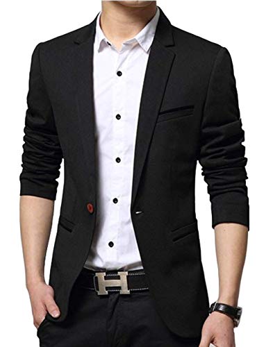 Nemopter Herren Sakko Lässige Elegante Slim Fit Blazer Einknopf Anzugjacke Herren Blazer Jackett,Schwarz,M von Nemopter