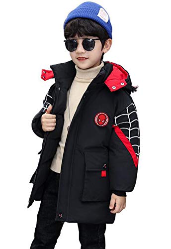 Nemopter Kindermantel, Jungen, Daunenjacke mit Kapuze für Kinder, Cartoon-Motiv, Kinder, Schwarz , 4-5 Jahre von Nemopter