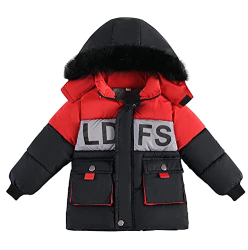 Nemopter Kindermantel, Jungen, Winterjacke, für Jungen, dick, warm, Kapuzenjacke, Kunstpelz, Kleidung, Schnee, Parka, Jacke, rot, 2-3 Jahre von Nemopter