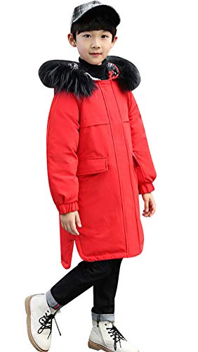 Nemopter Mantel Kinder Jungen Daunenjacke Camouflage kann beidseitig getragen werden, Kapuze Wintermantel Warm Taschen Kleidung Kinder 4 – 14 Jahre Gr. 10 -11 Jahre, rot von Nemopter