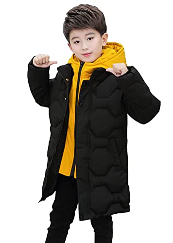 Nemopter Mantel für Kinder, Jungen, Winterjacke, gepolstert, mit mittellangem Mantel, mit Kapuze, für Kinder, Parka, Winterjacke, Schwarz , 10-11 Jahre von Nemopter