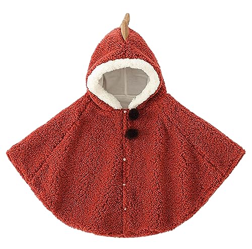 Nemopter Süßer Umhang mit Kapuze, Baby, Jungen, Mädchen, Kapuzenpullover, Wolle, weich, Poncho, winddicht, Winter, Herbst, Outdoor-Kleidung, warm, für Kinder, 0 – 3 Jahre, rot, 0- 3 Jahre von Nemopter