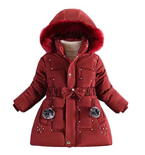 Nemopter Winter Daunenjacke Mädchen Prinzessin Wintermantel Herbst Mitte Langen dicken Parka mit Kapuze Fell von Nemopter