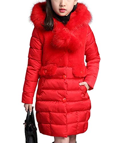 Nemopter Winter Daunenjacke Mädchen Prinzessin Wintermantel Herbst Mitte Langen dicken Parka mit Kapuze Fell von Nemopter
