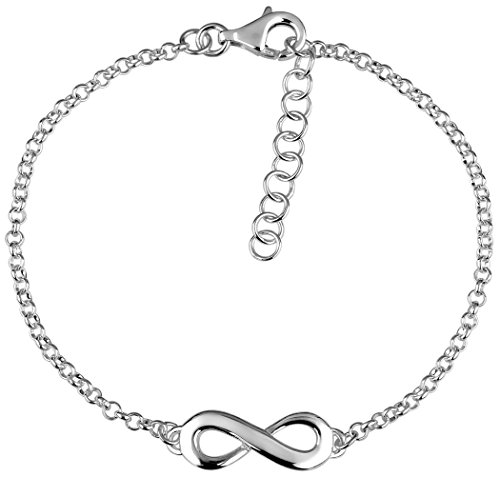 Nenalina Damen Armband 925 Sterling Silber, Unendlichkeitszeichen Infinity für Immer Armbänder für Frauen, Armkettchen Länge 18 cm + 3 cm Verlängerung, 331096-000 von Nenalina