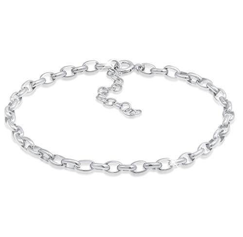 Damen Charm Träger Armband 925 Sterling Silber, Bettelarmband Breite 3,5 mm für Charms, Länge 19 cm verstellbar, Frauen Charmarmband für alle gängigen Charm Anhänger, Farbe: Silber von Nenalina