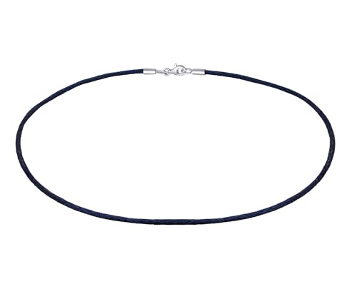 Damen Kette Halskette Seidenband Satinkette schwarz mit Karabiner aus 925 Sterling Silber Halsschmuck für Anhänger Länge 42 cm von Nenalina