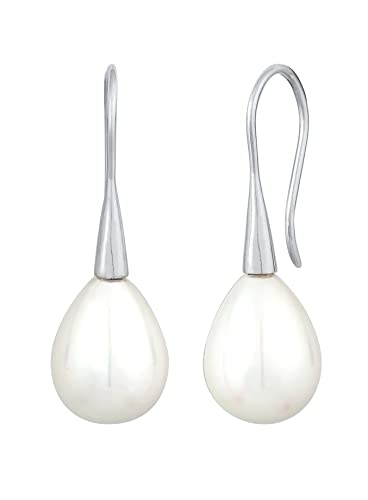 Nenalina Ohrringe Silber 925 Damen Ohrhänger mit Muschelkernperle in Tropfen Form (15 mm) von Nenalina