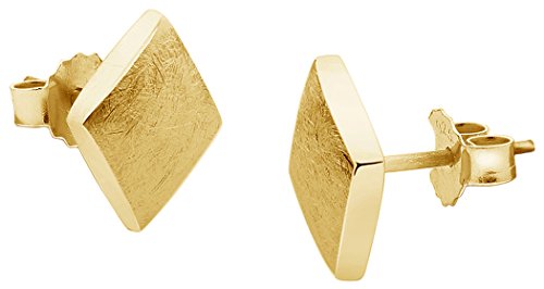 Nenalina Ohrstecker vergoldet 925 Silber Damen Ohrringe Gold Karo matt gebürstet für Frauen und Mädchen Nenalina Ohrstecker vergoldet 925 Silber Damen Ohrringe Gold Karo matt gebürstet für Frauen und Mädchen von Nenalina