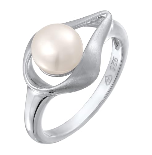 Damen Ring Perlenring mit Süßwasser Perle weiß (4 mm) handgearbeitet aus 925 Sterling Silber Silberring Schmuck für Frauen Größe: 54 von Nenalina