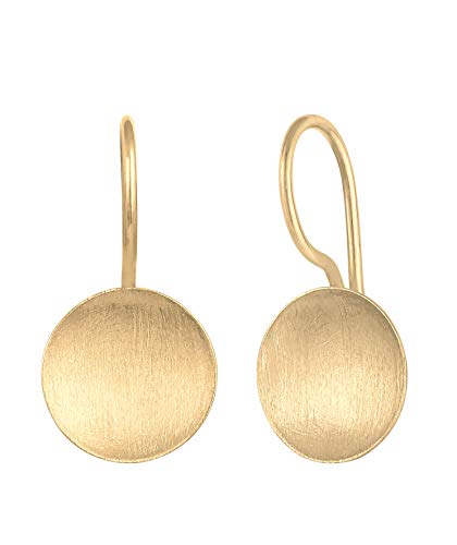 Nenalina Ohrringe Silber 925 Damen Ohrhänger mit Kreis Plättchen Disk gebürstet (14 mm) von Nenalina