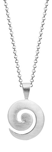 Nenalina Damen Halskette mit Spiral Anhänger gebürstet 21 mm, Gliederkette mit Karabiner, Halskette für Frauen mit Anhänger, Damen-Silberkette lang, 925 Sterling Silber, Länge 90 cm, KAS-010 von Nenalina