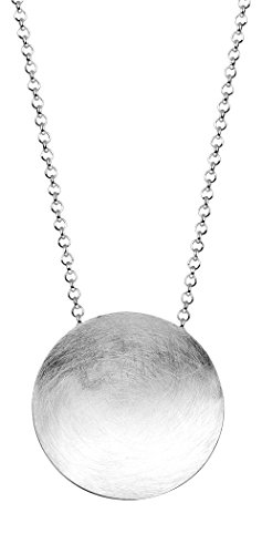 Nenalina Damen Silber Halskette mit Runden Kreisanhänger gebürstet (36 mm), Münzanhänger mit Kette, Coinkette lang für Frauen mit Anhänger, 925 Sterling Silber, Länge 90 cm, KAS-011 von Nenalina