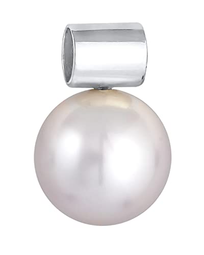 Nenalina Schmuck Perlen-Anhänger in 925 Sterling Silber mit 12 mm weißer Glas Perle für Damen Kette oder Halskette, 846504-190 von Nenalina