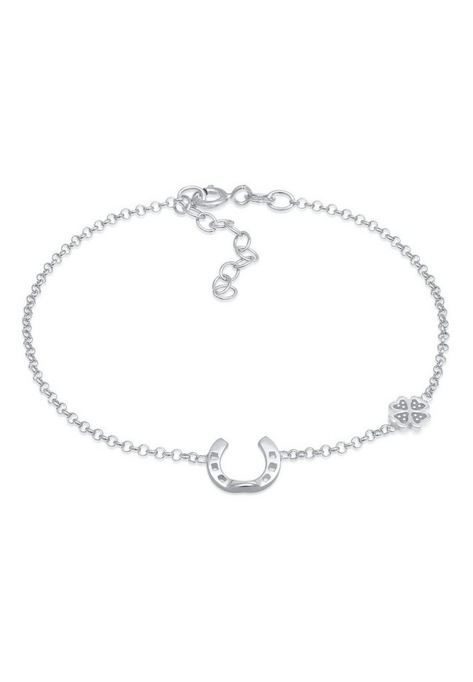 Nenalina Armband Hufeisen Kleeblatt Glück Emaille 925 Silber (kein Set, 1-tlg), Hufeisen von Nenalina