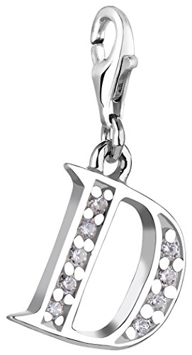 Nenalina Buchstabe D Karabiner Charm Anhänger für Bettelarmband aus 925 Sterling Silber 712704-019 von Nenalina