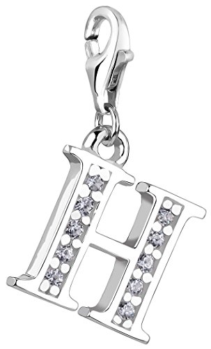 Nenalina Buchstabe H Karabiner Charm Anhänger für Bettelarmband aus 925 Sterling Silber 712708-019 von Nenalina