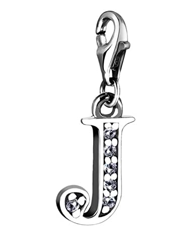 Nenalina Buchstabe J Karabiner Charm Anhänger für Bettelarmband aus 925 Sterling Silber 712710-019 von Nenalina