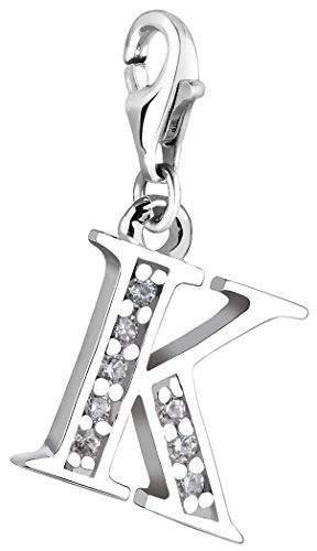 Nenalina Buchstabe K Karabiner Charm Anhänger für Bettelarmband aus 925 Sterling Silber 712711-019 von Nenalina