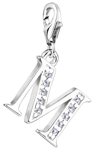 Nenalina Buchstabe M Karabiner Charm Anhänger für Bettelarmband aus 925 Sterling Silber 712713-019 von Nenalina