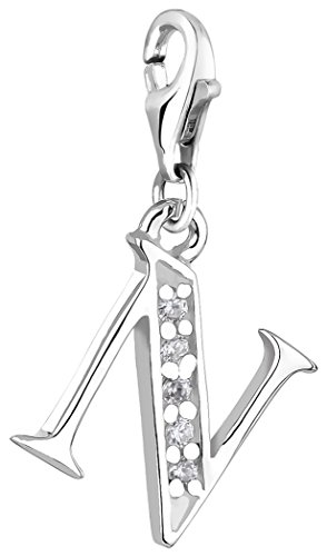 Nenalina Buchstabe N Karabiner Charm Anhänger für Bettelarmband aus 925 Sterling Silber 712714-019 von Nenalina