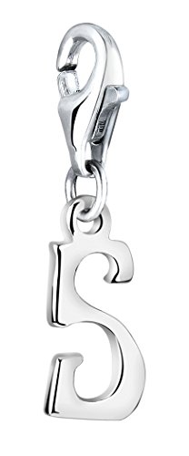 Nenalina Buchstabe S Karabiner Charm Anhänger für Bettelarmband aus 925 Sterling Silber 713248-000 von Nenalina