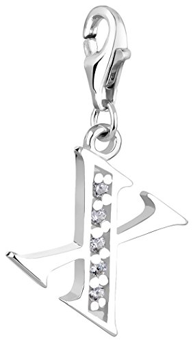 Nenalina Buchstabe X Karabiner Charm Anhänger für Bettelarmband aus 925 Sterling Silber 712724-019 von Nenalina