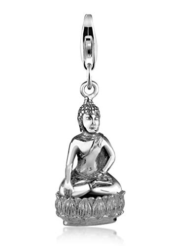Nenalina Buddha Karabiner Charm Anhänger für Bettelarmband aus 925 Sterling Silber 713061-000 von Nenalina