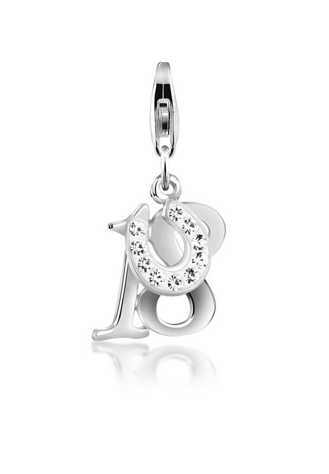 Nenalina Charm-Einhänger 18 Hufeisen Glück 925 Silber, mit Kristallen von Swarovski® von Nenalina