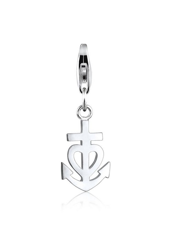 Nenalina Charm-Einhänger Anhänger Anker Herz Kreuz Symbol 925 Silber, Anker von Nenalina