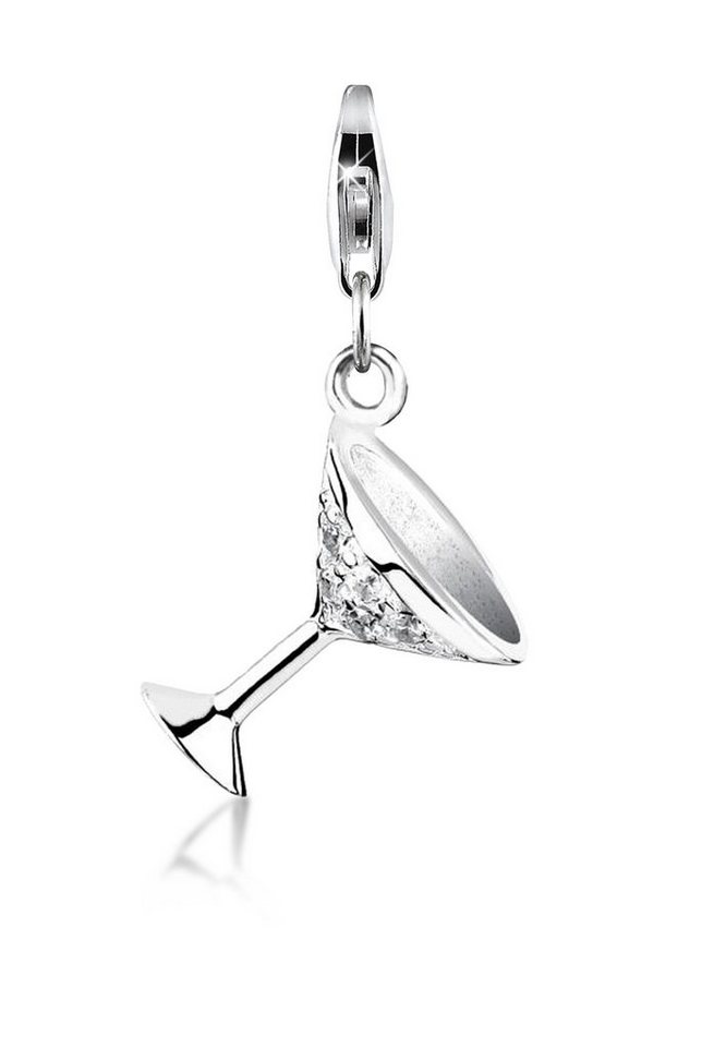 Nenalina Charm-Einhänger Anhänger Cocktailglas Sektglas Zirkonia 925 Silber, Cocktailglas Nenalina Charm-Einhänger Anhänger Cocktailglas Sektglas Zirkonia 925 Silber, Cocktailglas von Nenalina